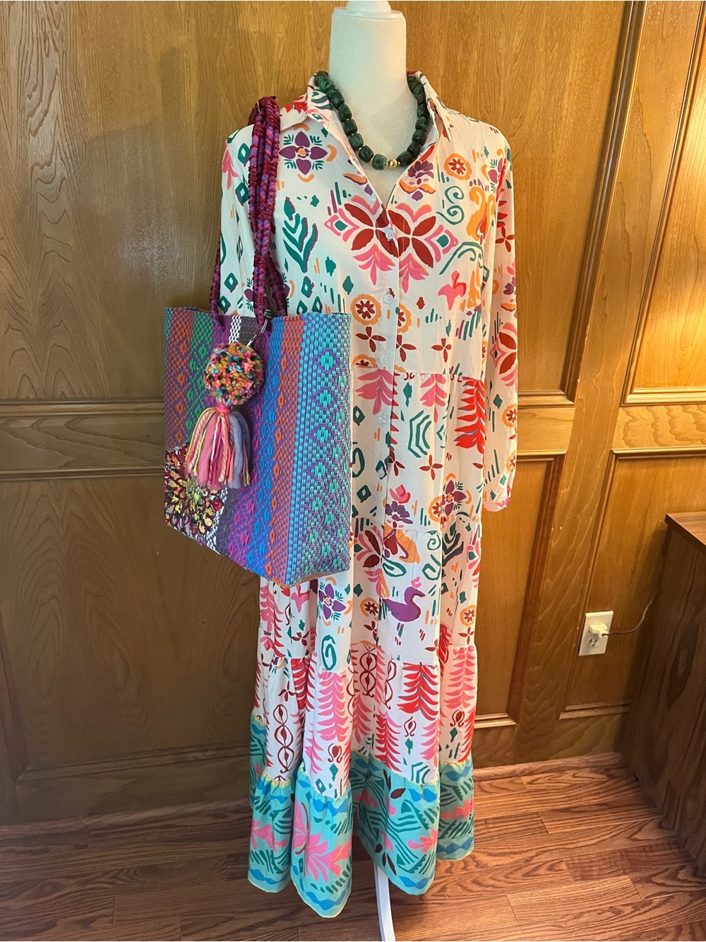 Sz M Sunday Up Bright Floral Maxi Dress